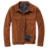 Men’s Brown Trucker Genuine Suede Turn Down Collar Casual Classic Western Fashionable Leather Jacket