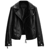 Women’s Black Genuine Sheepskin Lapel Collar Moto Biker Smooth Asymmetric Leather Jacket