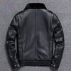 Men’s Genuine Sheep Leather Warm Faux Fur Collar Pilot Airforce Chaqueta Coat Jacket