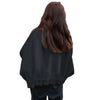 Women’s Black Genuine Sheepskin Detachable Sherpa Shearling Faux Fur Collar Bomber Oversized Winter Warm Leather Jacket