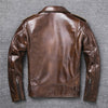 Men's Vintage Brown Leather Thick Durable Natural Cowhide Coat Slim Fit Style Jacket