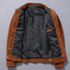 Men’s Brown Trucker Genuine Suede Turn Down Collar Casual Classic Western Fashionable Leather Jacket