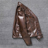 Men's Vintage Brown Leather Thick Durable Natural Cowhide Coat Slim Fit Style Jacket