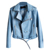 Women’s Sky Blue Biker Genuine Sheepskin Lapel Collar Café Racer Asymmetric Belted Crossover Slim Fit Leather Jacket