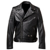 Men’s Black Genuine Sheepskin Notch Lapel Collar Biker Leather Jacket