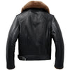 Men’s Black Genuine Sheepskin Sherpa Shearling Faux Fur Collar Winter Warm Casual Aviator Air Force Inspired Leather Jacket