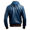 Men’s Navy Blue Genuine Sheepskin Stylish Shirt Collar Leather Jacket