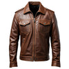 Men’s Dark Brown Genuine Sheepskin Winter Outerwear Zip-up Leather Jacket